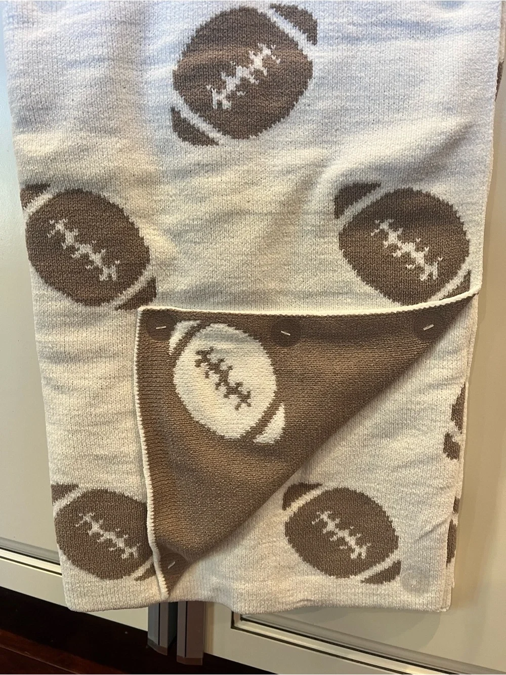 Brown and Cream Reservable Football Throw Blanket